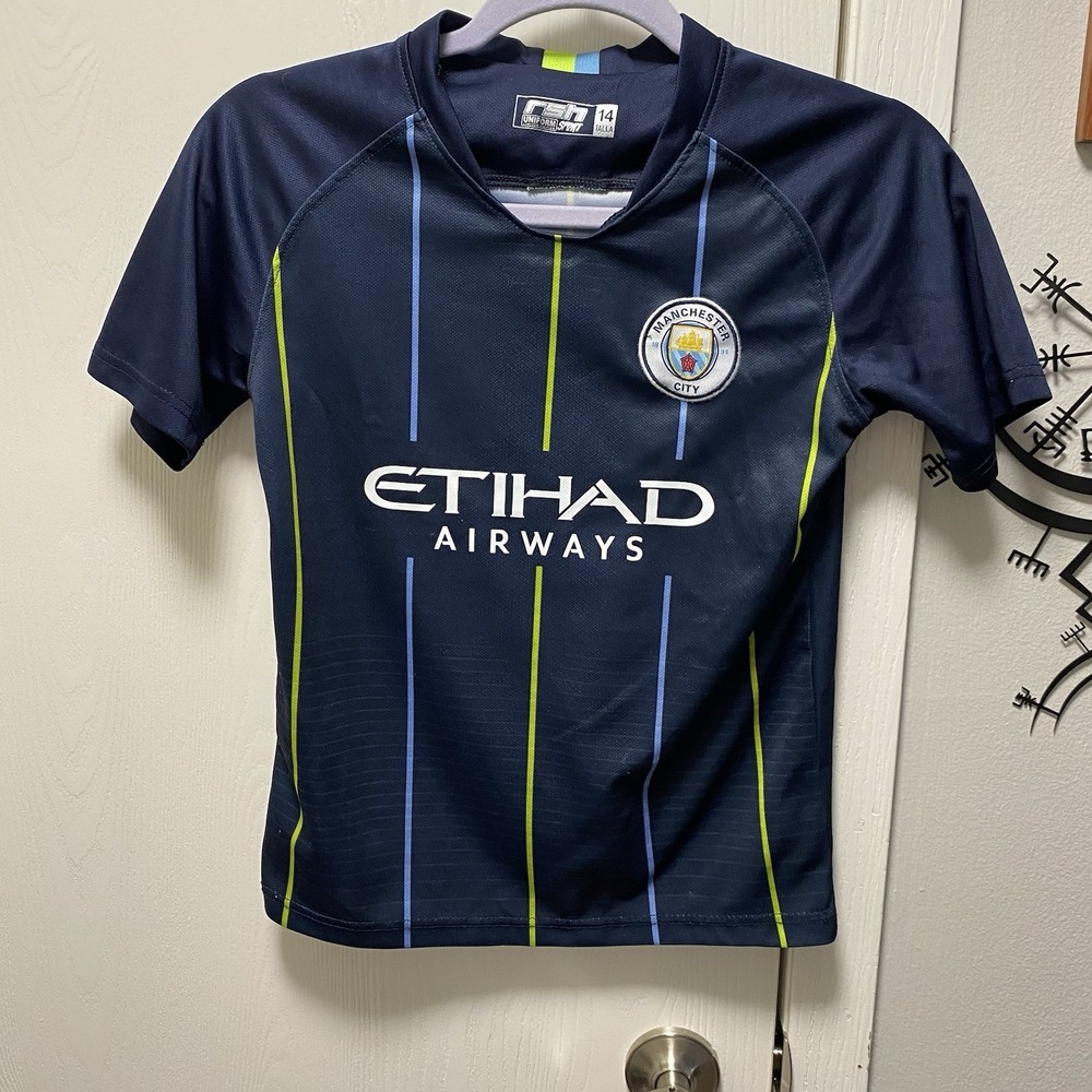 RSH MANCHESTER CITY 2018 2019 AWAY SHIRT Soccer Futbol JERSEY Child 14